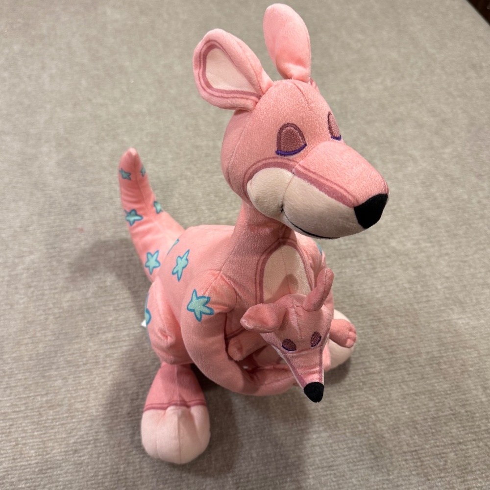 DISNEY STORE Its A Small World Pink Kangaroo And Joey Plush  16” Stuffed Animal